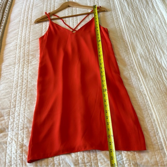 Topshop Double-Strap Red Orange Mini Slip Dress. Size 4. - Picture 9 of 13